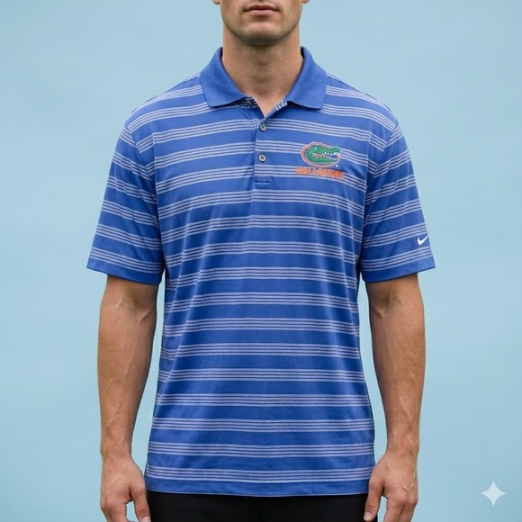 Nike Golf Other - Nike Golf Florida Gators Polo Shirt XL Blue Striped Dri-FIT EUC